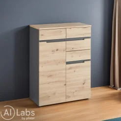 Voleo Kommode Detroit eichefarbig, graphitgrau Outlet