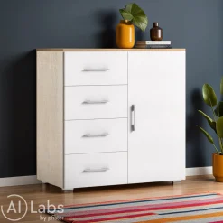 Sikelia Kommode Living eichefarbig, weiss New