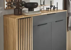 Dieter Knoll Kommode Riva anthrazit, eichefarbig New