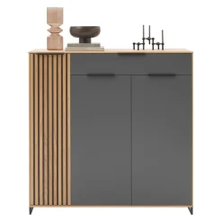 Dieter Knoll Kommode Riva anthrazit, eichefarbig New