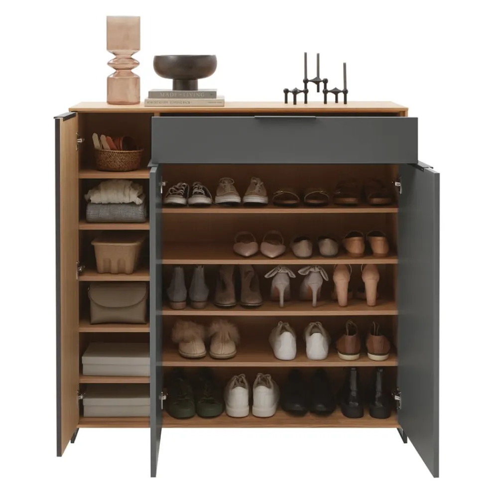 Dieter Knoll Kommode Riva anthrazit, eichefarbig New
