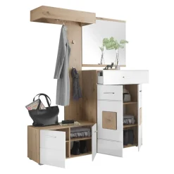 Carry Home Kompaktgarderobe Georgia eichefarbig, weiss Best