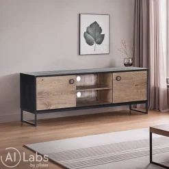MID.YOU Lowboard Baxter akaziefarbig, schwarz Clearance