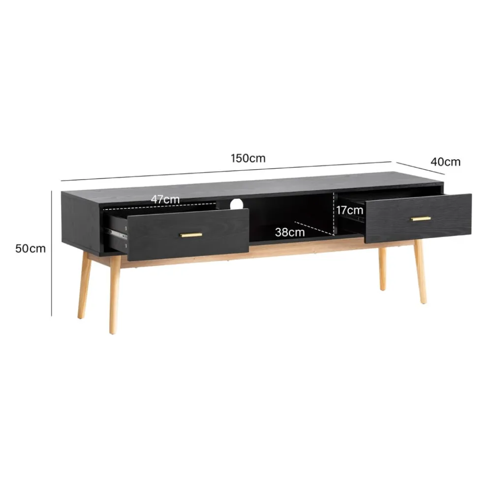 MID.YOU Lowboard Eiche Dekor schwarz Outlet
