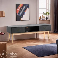 MID.YOU Lowboard Eiche Dekor schwarz Outlet