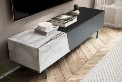 MID.YOU Lowboard Marmor grauweiss, schwarz Outlet
