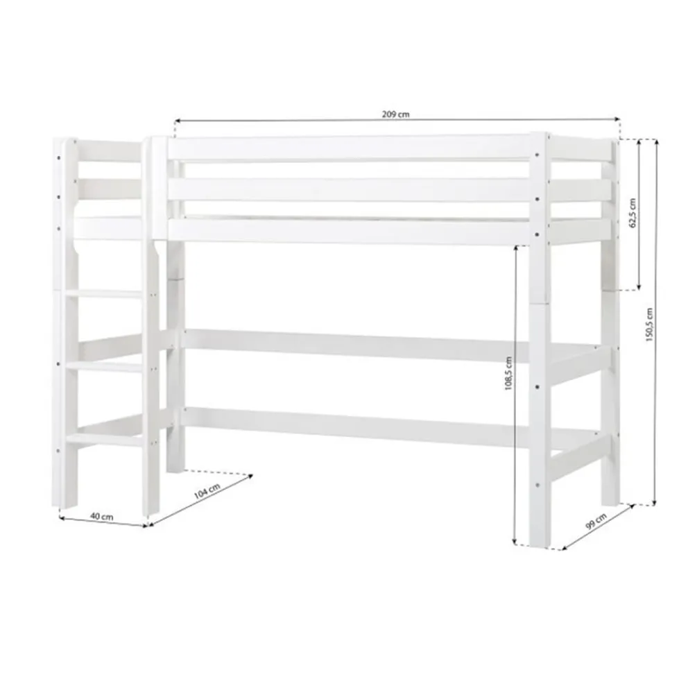 Hoppekids Mittelhochbett Einlegerahmen HS-Luxury weiss New