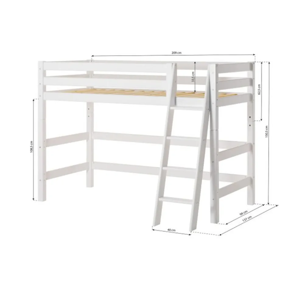 Hoppekids Mittelhochbett Lattenrost HS-Luxury weiss Best