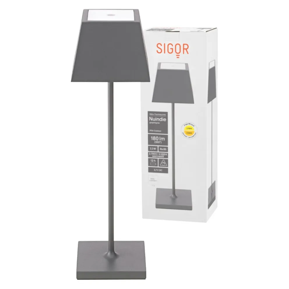 SIGOR Outdoor Tischleuchte Nuindie eckig anthrazit Best