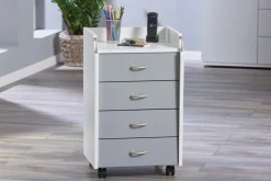 MID.YOU Rollcontainer Printi-105 hellgrau, weiss Outlet