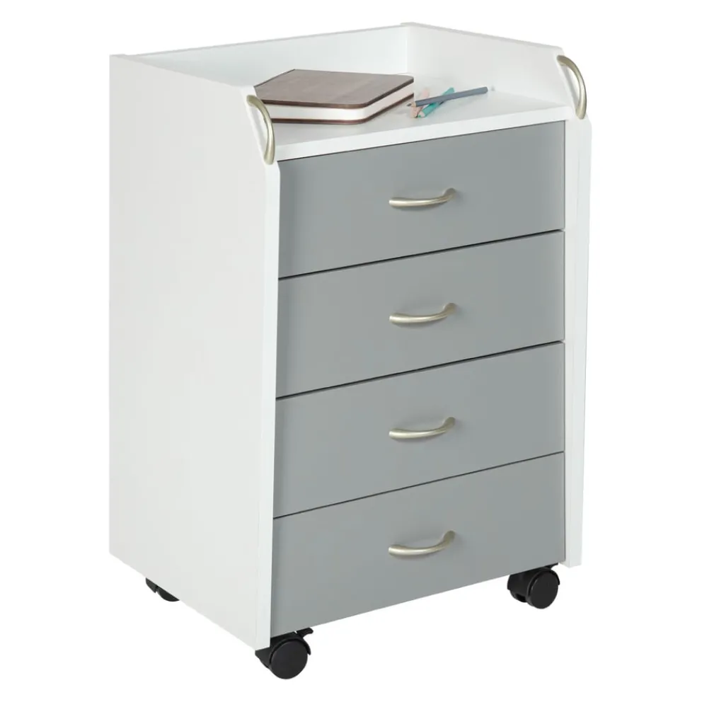 MID.YOU Rollcontainer Printi-105 hellgrau, weiss Outlet