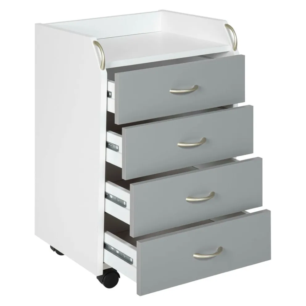 MID.YOU Rollcontainer Printi-105 hellgrau, weiss Outlet