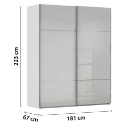 Novel Schiebetürenschrank Covalo-Glas Farbglas seidengrau Clearance