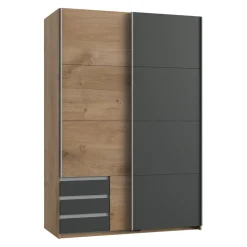 MID.YOU Schiebetürenschrank Emden eichefarbig, graphitschwarz Outlet