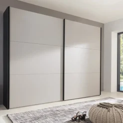 Dieter Knoll Schiebetürenschrank Glasgow Mattglas Kieselgrau, anthrazit Discount