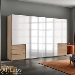 MID.YOU Schiebetürenschrank Level36 eichefarbig, weiss Clearance