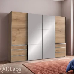 MID.YOU Schiebetürenschrank Level36 eichefarbig Discount