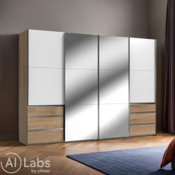 MID.YOU Schiebetürenschrank Level36 eichefarbig, weiss Outlet