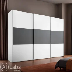 Moderano Schiebetürenschrank Primo AW Alpinweiss, Vulkan Best