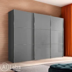 Moderano Schiebetürenschrank Primo-Glas hellgrau Clearance