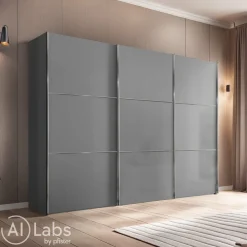 Moderano Schiebetürenschrank Primo-Glas hellgrau Clearance