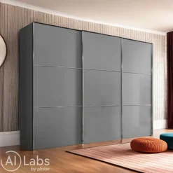 Moderano Schiebetürenschrank Primo-Glas hellgrau Clearance