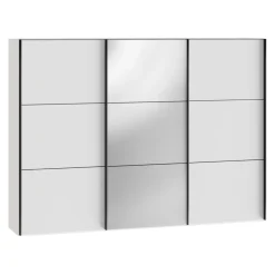 BYYU Schiebetürenschrank Slide Glas Bianco matt, Spiegel Clearance