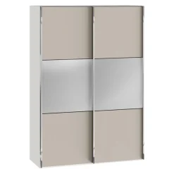 BYYU Schiebetürenschrank Slide Glas Nougat matt, Spiegel Best
