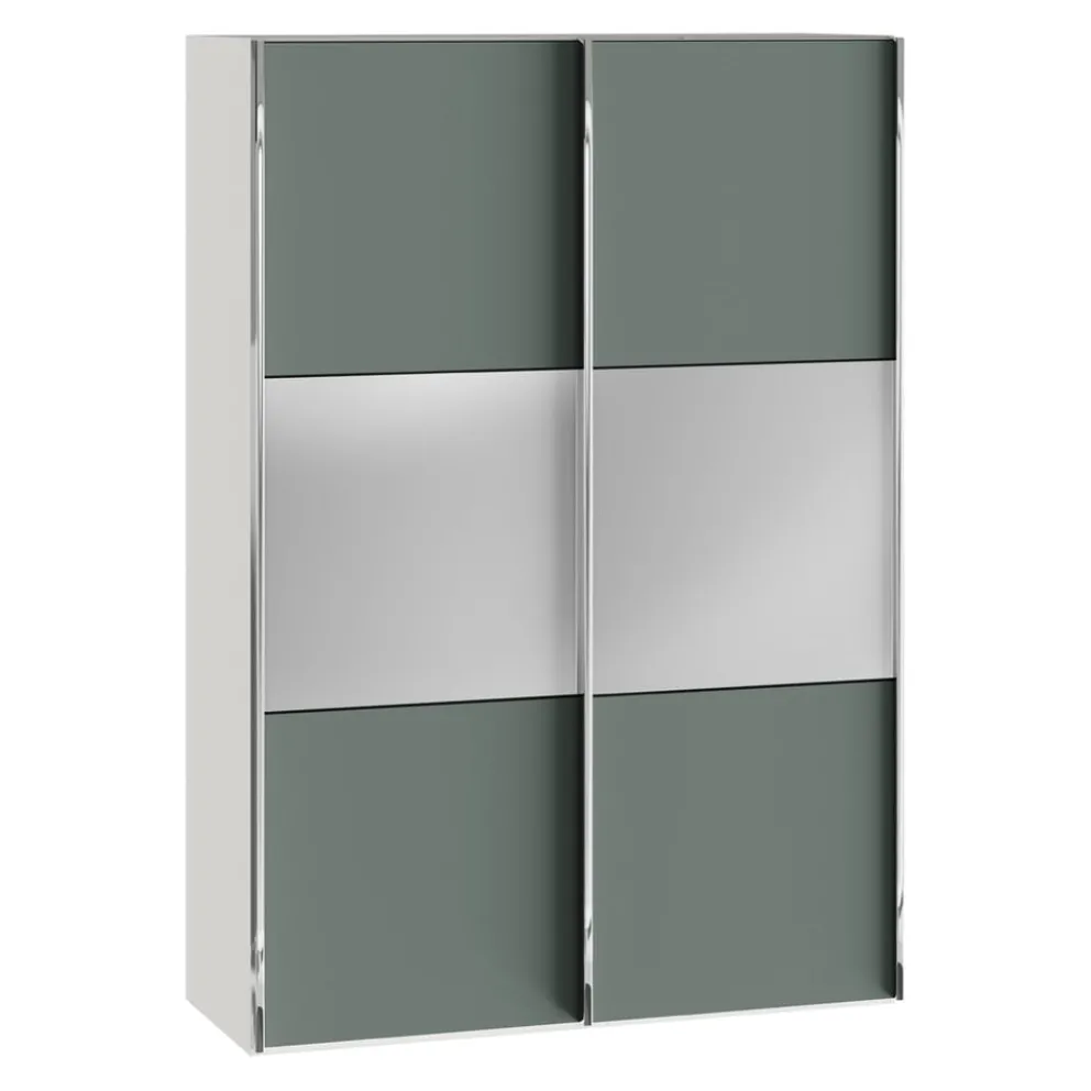 BYYU Schiebetürenschrank Slide Glas Graugrün, Spiegel Discount
