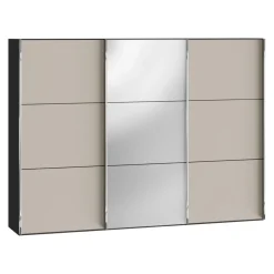 BYYU Schiebetürenschrank Slide Glas Nougat matt, Spiegel Outlet