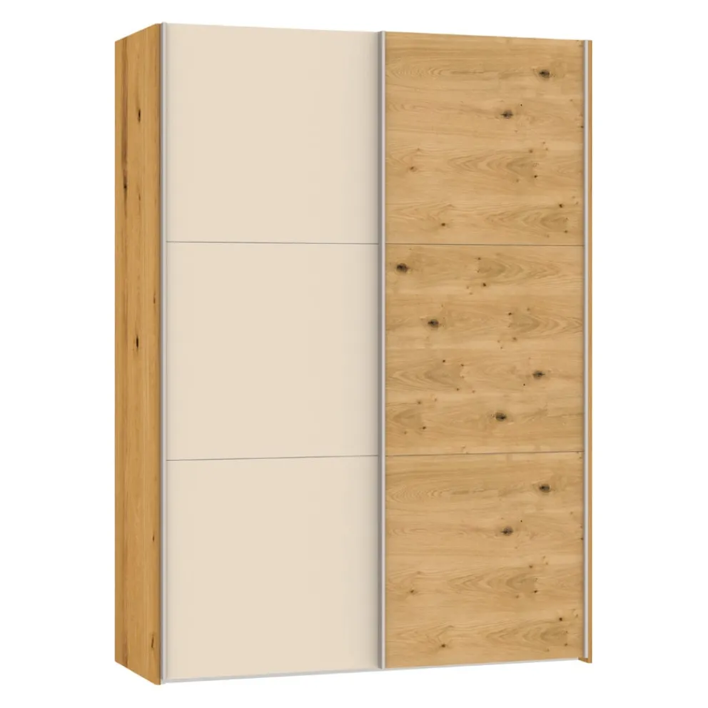 BYYU Schiebetürenschrank Slide Cozy White, Wildeiche bianco