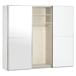 Moderano Schiebetürenschrank System One C6 Alpinweiss mit silber Zierlinien Outlet