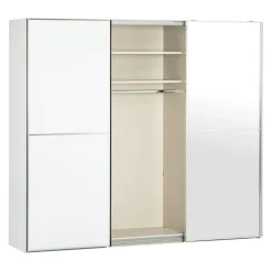 Moderano Schiebetürenschrank System One C6 Alpinweiss mit silber Zierlinien Outlet
