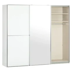 Moderano Schiebetürenschrank System One C6 Alpinweiss mit silber Zierlinien Outlet