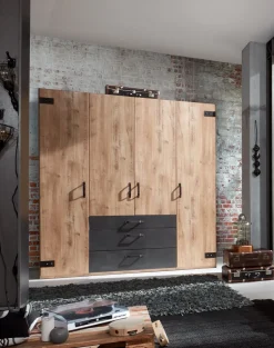 MID.YOU Schrank Detroit-201 eichefarbig, graphitschwarz
