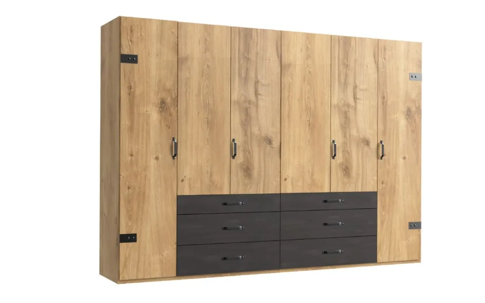 MID.YOU Schrank Detroit-201 eichefarbig, graphitschwarz