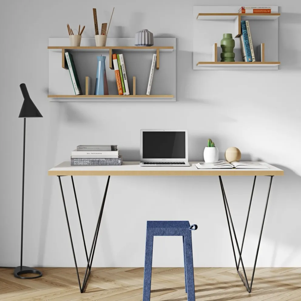 Temahome Schreibtisch Flow-105 eiche, schwarz, weiss Sale