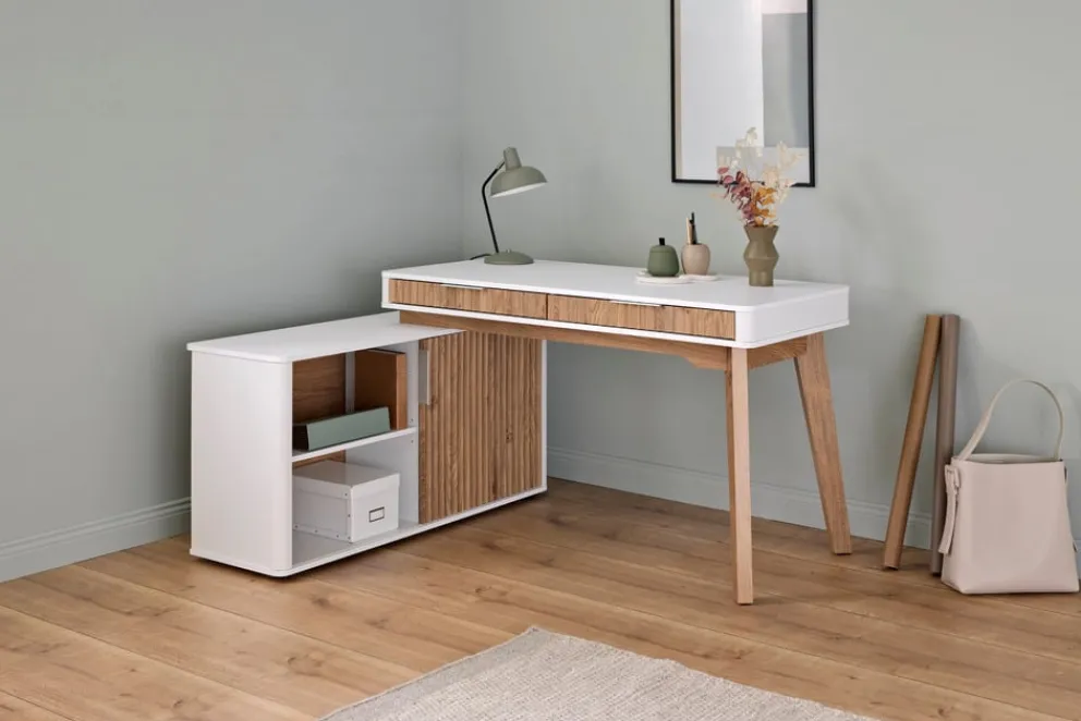 Novel Schreibtisch Wave eiche, weiss