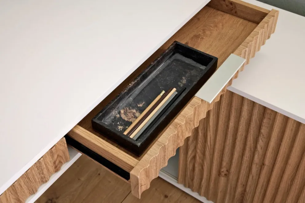 Novel Schreibtisch Wave eiche, weiss