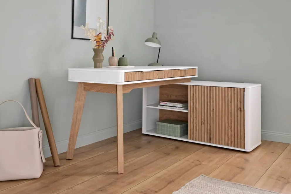 Novel Schreibtisch Wave eiche, weiss