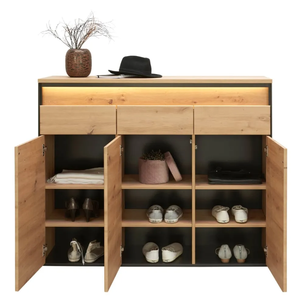 Voleo Schuhschrank Edra eichefarbig, schwarz Clearance