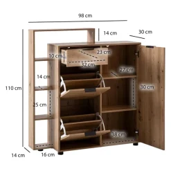 MID.YOU Schuhschrank Eiche Dekor braun