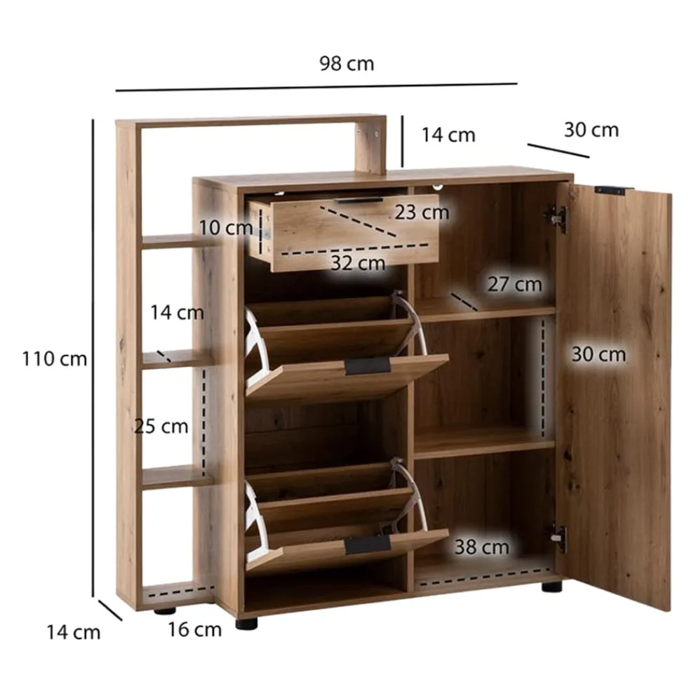 MID.YOU Schuhschrank Eiche Dekor braun