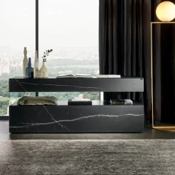 Lago Sideboard Air Xglass marquina, nero Hot