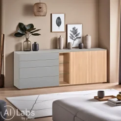 TEAM 7 Sideboard Cubus Pure Farbglas mittelgrau Clearance