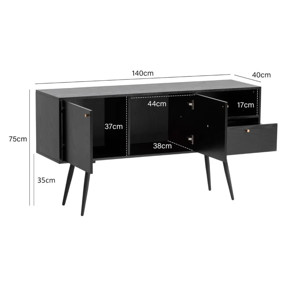 MID.YOU Sideboard Eiche Dekor schwarz Best