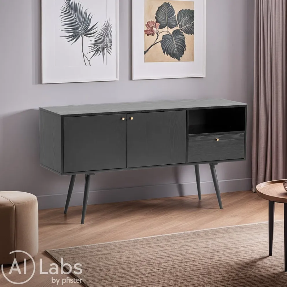 MID.YOU Sideboard Eiche Dekor schwarz Best