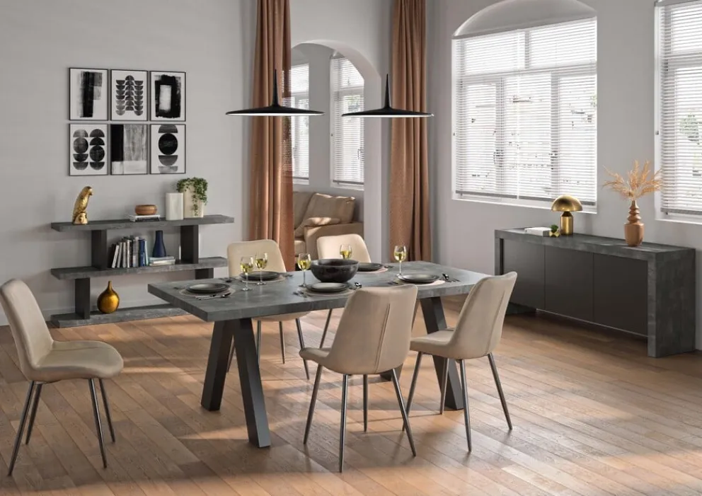 Temahome Sideboard KOBE betongrau, schwarz Clearance