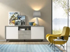 Sikelia Sideboard Living betongrau, weiss Discount
