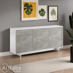 Sikelia Sideboard Living betongrau, weiss Hot